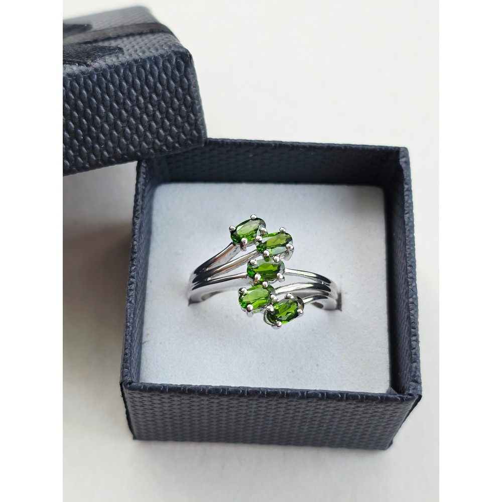 925 Sterling Silver Green Chrome Diopside Bypass Ring Size 7 new in box